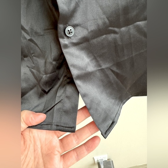 ASOS Design Sleek Button-Down Dress Shirt Black Satin Size Medium - Picture 5 of 9